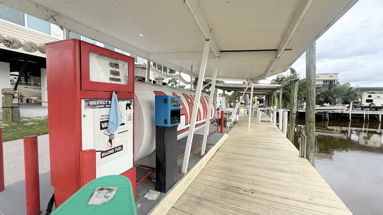 The fuel pump on the Parkway dock, under the covered walkway